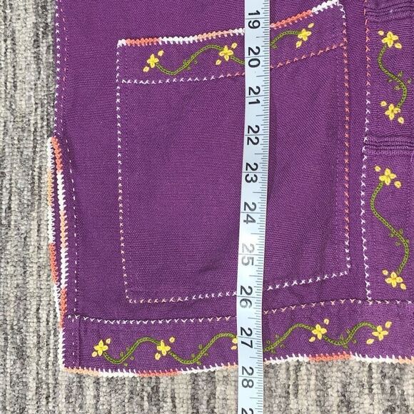 Womens Size Large Embroidered Toggle Button Front Cardigan Sweater Purple Floral - Picture 3 of 4